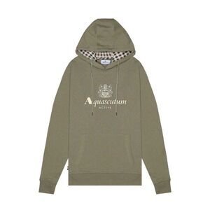 Aquascutum Mens Active Big Logo Hoodie / Army Green